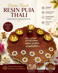"Resin Puja Thali with Dried Flowers – Handmade Decorative Pooja Plate for Diwali, Home Temple & Gifting"