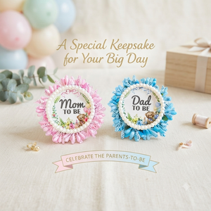 Mom & Dad To Be Baby Shower Brooch Set – Cute Parents-To-Be Badge Pins