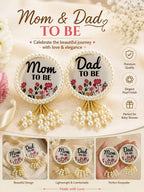 Mom To Be & Dad To Be Pearl Badges | Baby Shower Ceremony Brooch Set | Godh Bharai Mom Dad To Be Badge | Baby Shower Couple Accessories
